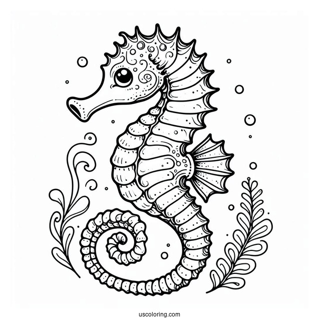 Mythical Seahorse Mermaid Coloring Page
