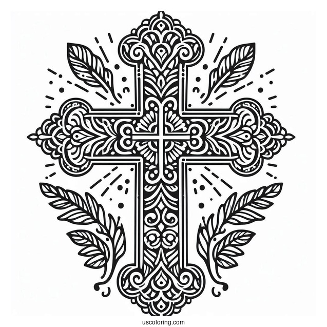 Traditional Style Cross Coloring Sheet