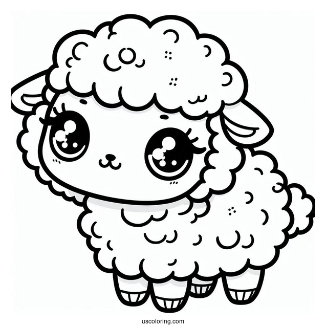 Kawaii Baby Sheep Coloring For Preschoolers