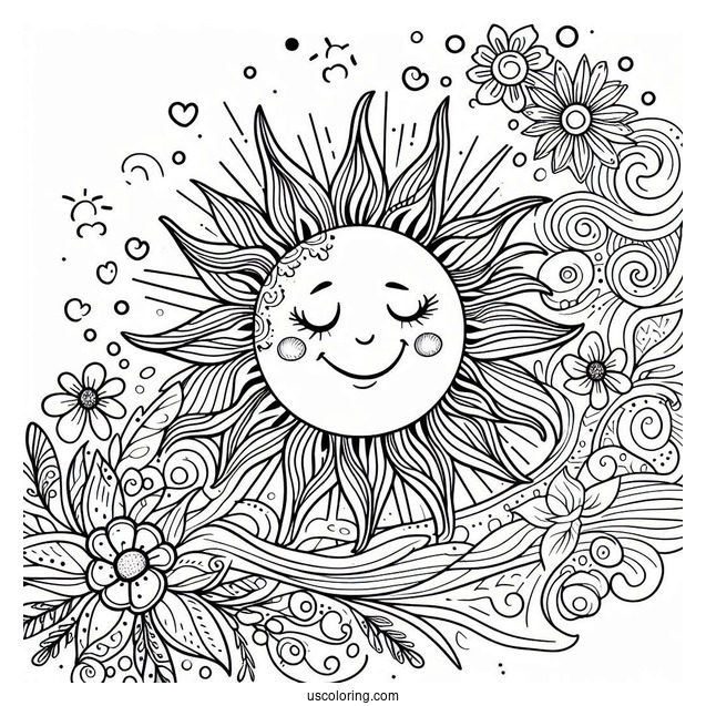 Here Comes The Sun Summer Coloring Page