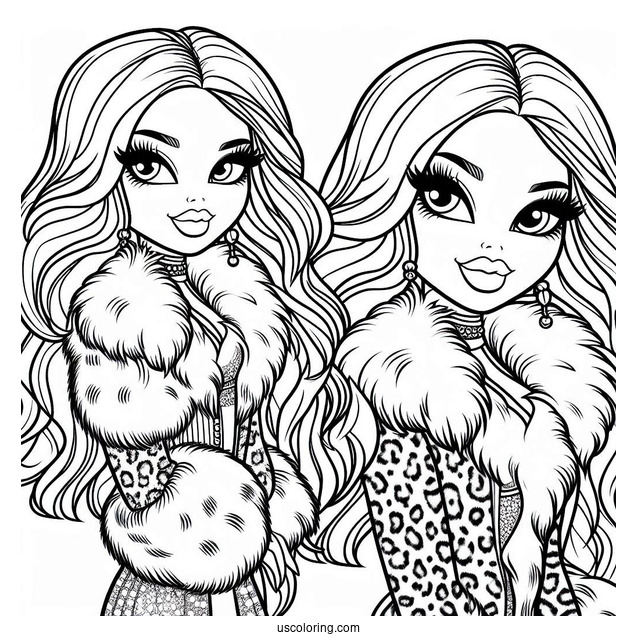 Bratz Meygan In Fur Coat Coloring Page