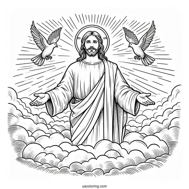 Blessed Jesus In Heaven Coloring In