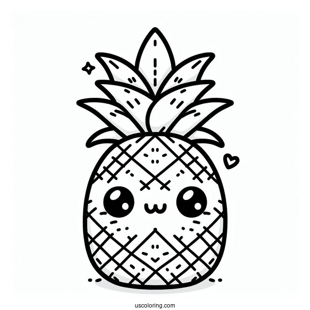 Cute Kawaii Pineapple Coloring For Preschoolers
