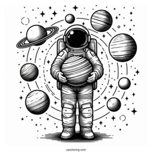 Astronaut Holding Planets In The Solar System_