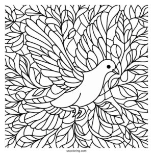 Dove Carrying A Leaf Stained Glass Coloring Page
