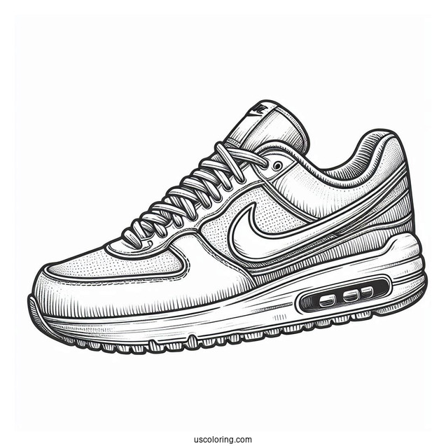 Vintage Nike Coloring Page Of Shoe Artwork