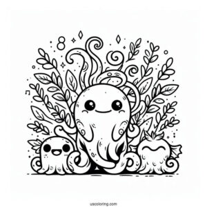Sprunki Coloring Page Of Simon, Raddy, Durple, And Vineria For Kids