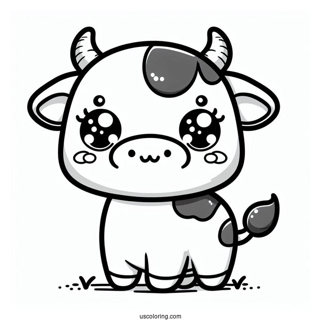 Cute Kawaii Cow Coloring Page