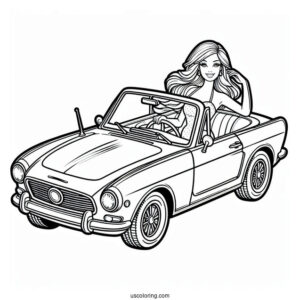 Barbie Car Convertible Coloring Page