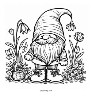 Spring Coloring Page Gnome Outline