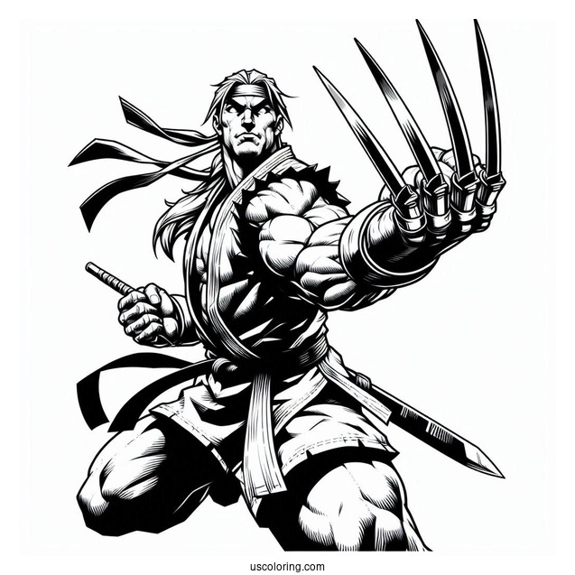 Street Fighter Coloring Page Of Vega With His Sharp Blades