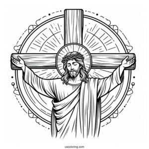 Jesus Christ On Cross Coloring For Kids