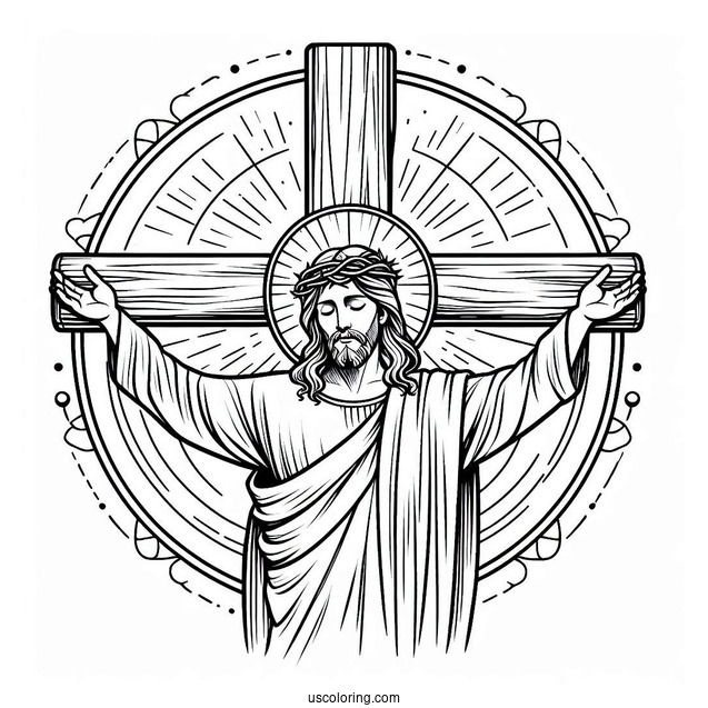 Jesus Christ On Cross Coloring For Kids
