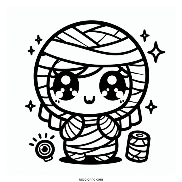 Cute Chibi Mummy Coloring Page For Kids