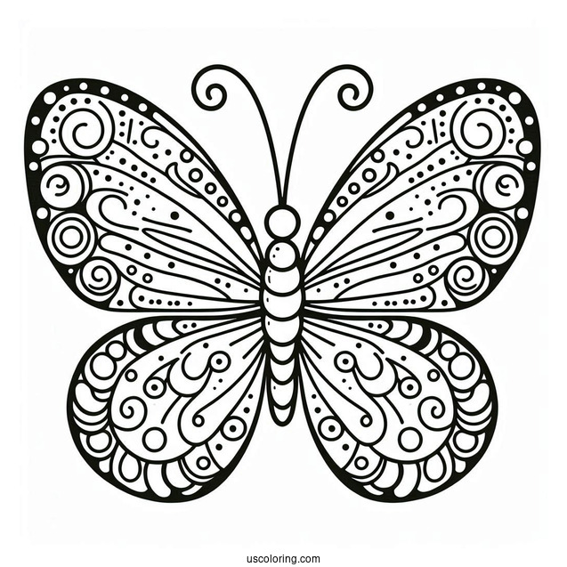 Cartoon Butterfly Coloring Page With Rounded Wings For Preschoolers