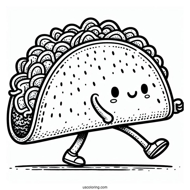 Piñata Walking With A Taco Coloring Page