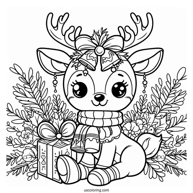 Rudolph Coloring Page With Bells Over His Head