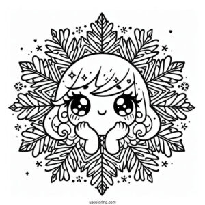 Blushing Snowflake Coloring Page For Kids