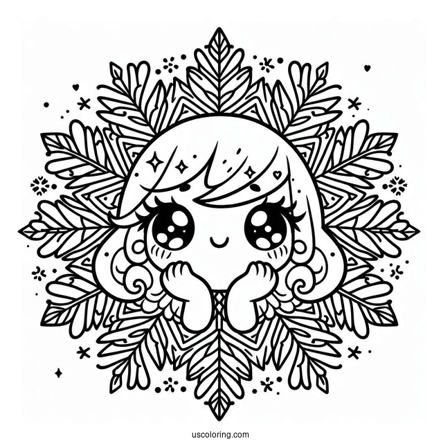 Blushing Snowflake Coloring Page For Kids