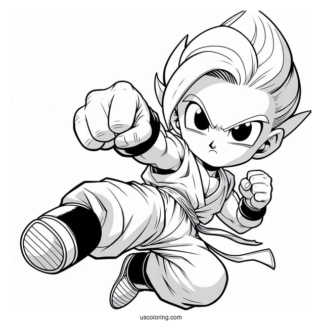 Dragon Ball Z Coloring Page Of Chiaotzu Flying Punch Pose For Kids