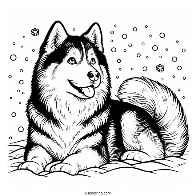 Husky In The Snow Coloring In