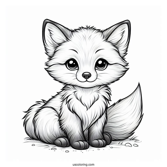Realistic Baby Fox Coloring Page In Nature