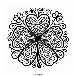 St. Patrick's Day Coloring Page Of Simple Clover Mandala
