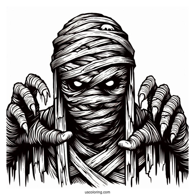 Terrifying Mummy Coloring Page With No Bandages On The Face