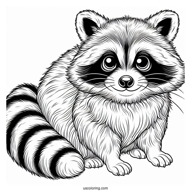 Large Realistic Raccoon Coloring Page