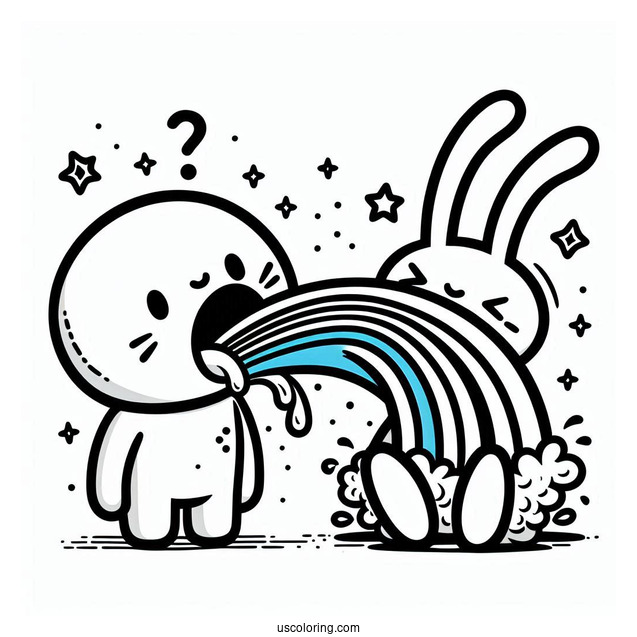 Blue Rainbow Friends Coloring Page Vomiting Rainbow