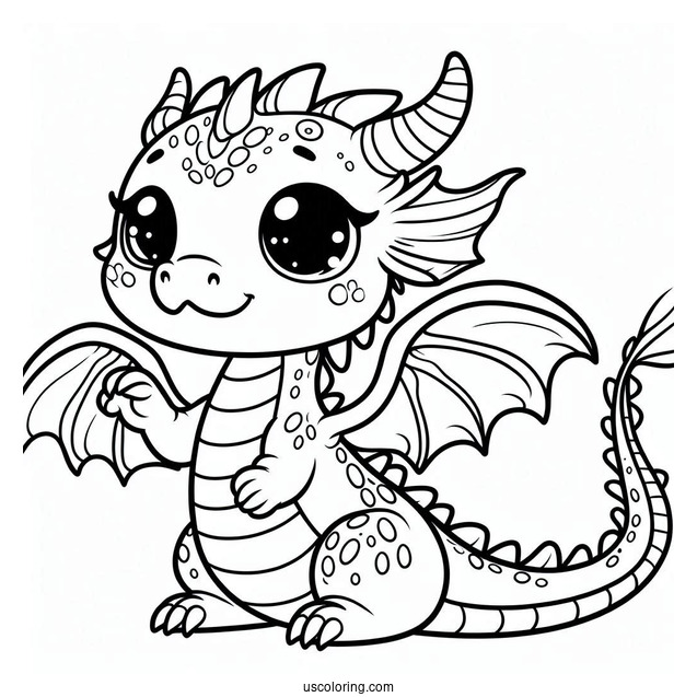 Loveable Looking Cute Dragon To Color