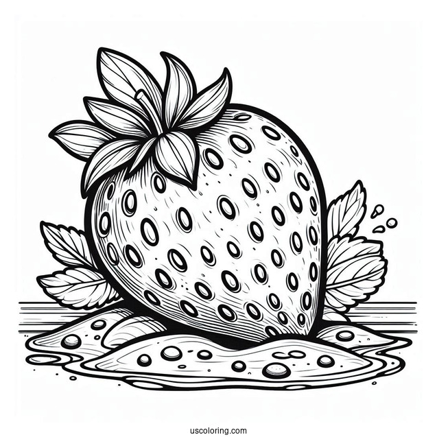 Juicy Strawberry On Beach Coloring Page