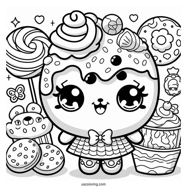 Coloring Page Of Cute Kooky Cookie Shopkins