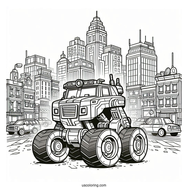 Detailed Rescue Bots Coloring Page Of Boulder In The City