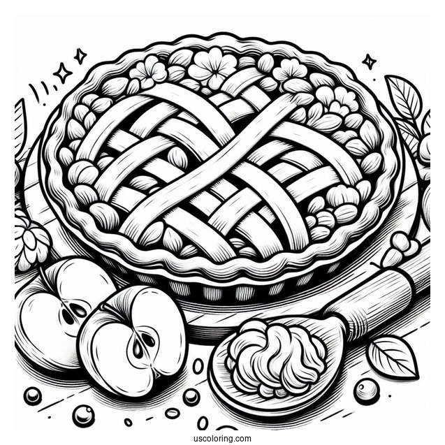 Apple Pie Coloring Page For Kids