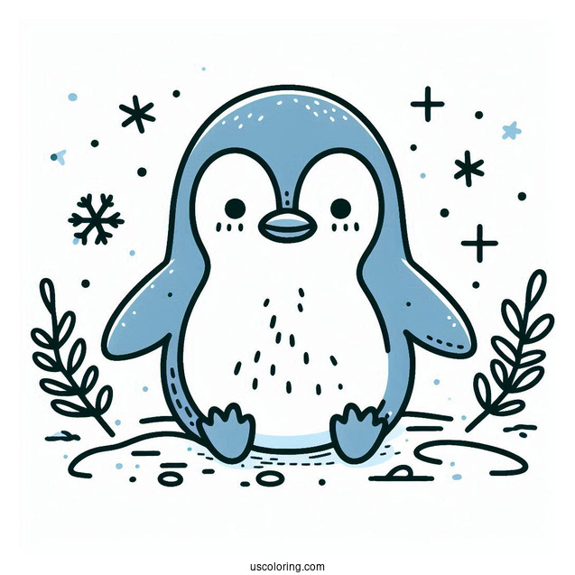 Little Blue Penguin Coloring Page For Preschoolers