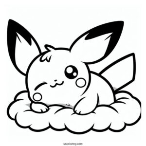 Winking Pichu Coloring Page For Kids