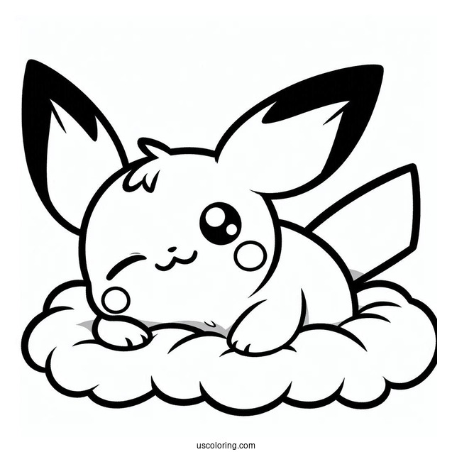 Winking Pichu Coloring Page For Kids