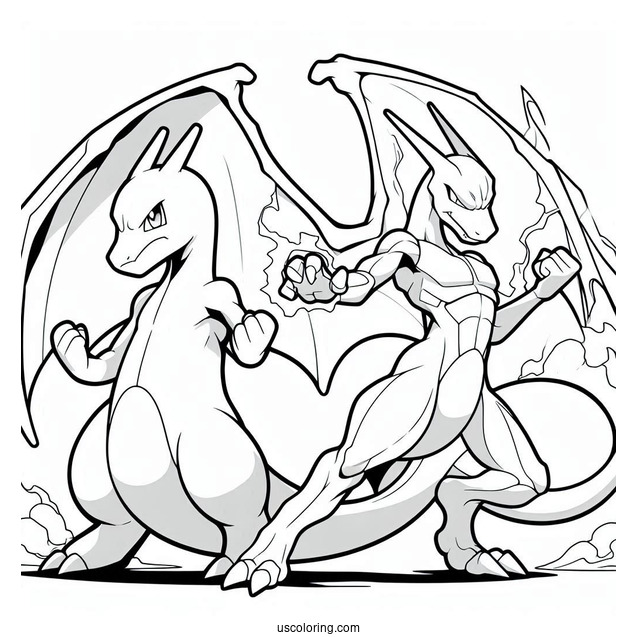 Charizard And Mewtwo Coloring Page