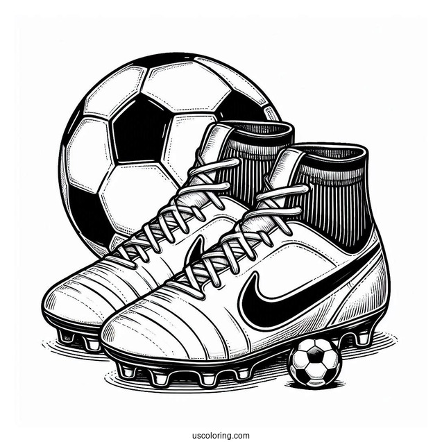 Nike Soccer Boots And Ball To Color