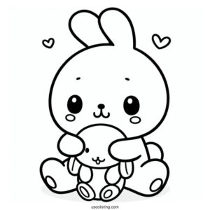 Pochacco Coloring Page Hugging Stuffed Toy For Preschoolers