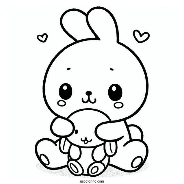 Pochacco Coloring Page Hugging Stuffed Toy For Preschoolers