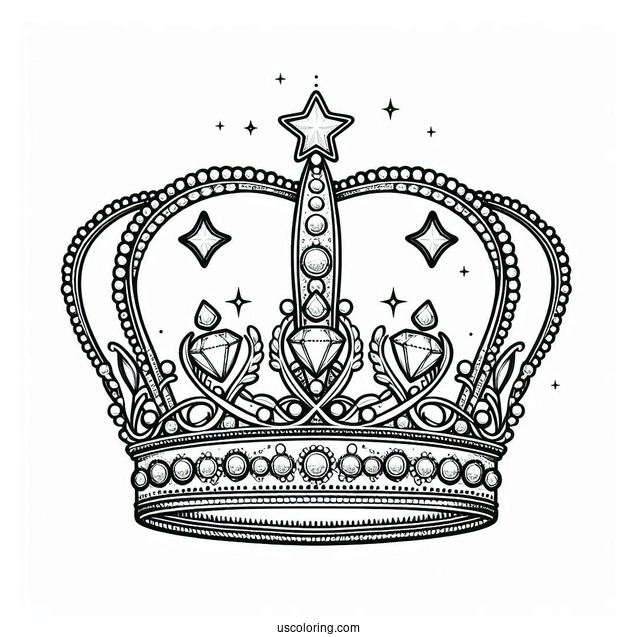 Tiara Crown With Diamonds Coloring In