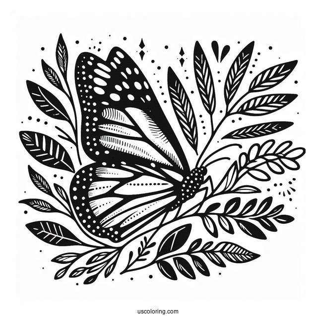 Easy Monarch Butterfly Coloring In