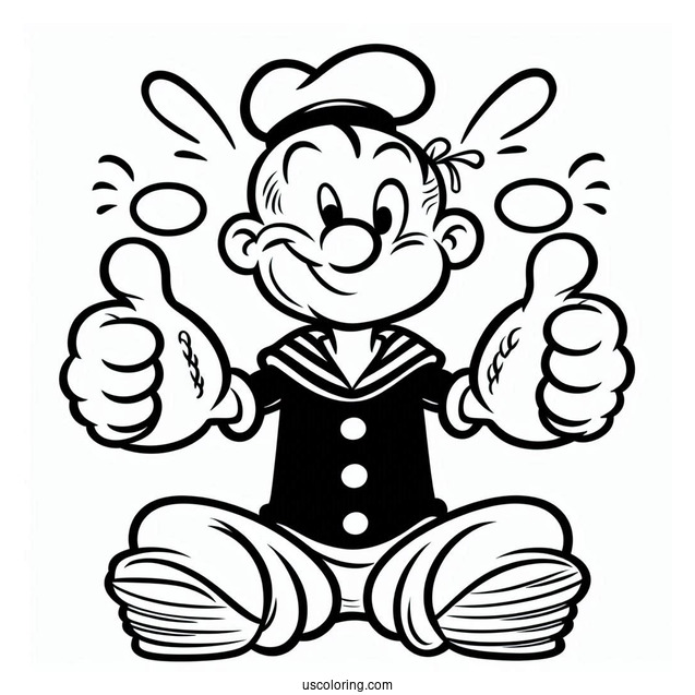 Simple Popeye Coloring Page Giving Two Thumbs Up For Kids