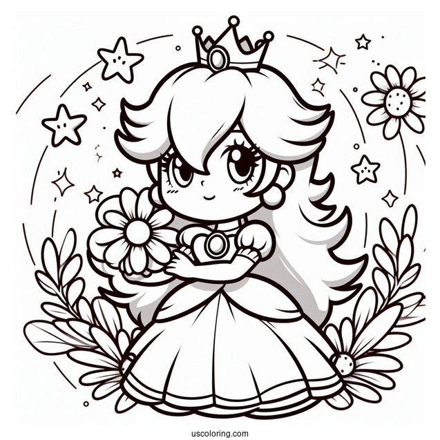 Princess Rosalina Coloring Page With Peach, And Daisy