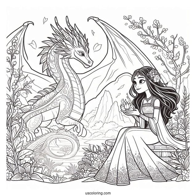 Raya And The Last Dragon Coloring Page Of Simple Outline Namaari