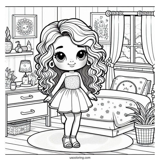 Polly Pocket Coloring Page In Her Bedroom For Kids