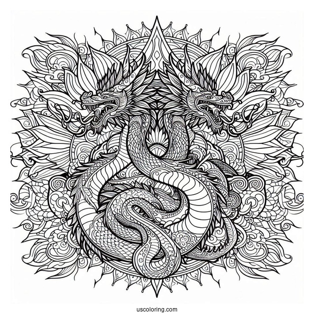 Intricate Dragon Mandala Coloring Sheet
