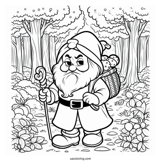 Snow White Coloring Pages Of Grumpy Dwarf In The Forest